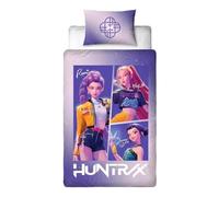 Halantex KPop Demon Hunters Huntrix & Saja - Set copripiumino per ragazzi | Biancheria da letto per la cameretta dei bambini e la sala giochi, design double-face, federa coordinata con stampa simbolo