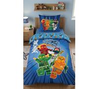 Halantex Lego Ninjago - Parure da letto per bambini, reversibile, copripiumino 140 x 200 cm + federa 65 x 65 cm, 100% poliestere, di alta qualità, certificato Oeko-Tex Standard 100