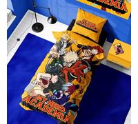 Halantex My Hero Academia - Set copripiumino singolo reversibile, 135 x 200 cm, con federa, motivo Midoriya, Bakugo e Todoroki per fan degli anime, lavabile in lavatrice