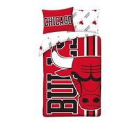 Halantex Pallacanestro CHIGAGO Basket BULLS - Set Letto Copripiumino 140x200cm con federa 70x90cm - 100% Poliestere Multicolore