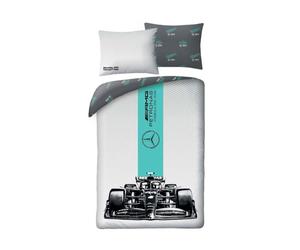 Halantex Parure da letto Formula 1 Mercedes, 100% cotone, copripiumino reversibile 140 x 200 cm e federa per cuscino