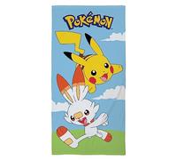 Halantex POKEMON PIKACHU e SCORBUNNY - Telo Mare Spiaggia Bagno Beach Towel - 100% cotone - Dimensioni 70x140cm - POK-491T