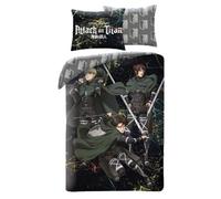Halantex Set Letto ATTACK ON TITAN Attacco dei giganti - Copripiumino 140x200cm con federa 70x90cm - 100% Poliestere Multicolore
