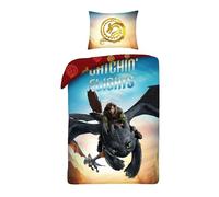 DRAGON TRAINER Copripiumino SET LETTO 140x200cm Poliestere DRAGONS FLIGHTS