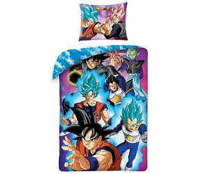 Halantex Set Letto DRAGONBALL SUPER PROTAGONISTI Goku Vegeta Copripiumino Reversibile 140x200cm e Federa 70x90cm - Multicolore - 100% Cotone