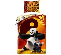 Halantex Set Letto KUNG FU PANDA guerrieri PO e ZHEN - Copripiumino 140x200cm con federa 70x90cm - 100% Cotone Multicolore