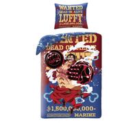 Halantex Set Letto ONE PIECE Monkey D. Luffy WANTED - Copripiumino 140x200cm con federa 70x90cm - 100% Poliestere Multicolore
