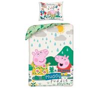 Peppa Pig Pozzanghera Gioco Set Copripiumino Singolo 100% Cotone Reversibile Ue