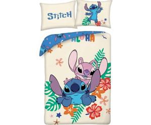 Halantex Set Letto STICH e ANGEL - da Lilo e Stitch - Copripiumino Reversibile 140x200cm e Federa 70x90cm - Multicolore - 100% Cotone