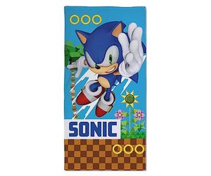 Halantex SONIC THE HEDGEHOG Riccio - Telo Mare Spiaggia Bagno Beach Towel - 100% cotone - Dimensioni 70x140cm