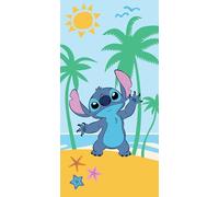 Halantex STITCH in spiaggia - da Disney Lilo e Stitch telo doccia Telo Mare Bagno Beach Towel - 100% Cotone - Dimensioni 70x140cm - multicolore