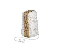 Halbach Cordoncino di cotone riciclato, larghezza 5 mm, lunghezza 80 metri, filato di cotone sostenibile per macramè o fai da te, colore: bianco