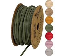 Halbach Seidenbänder Cinturino in pelle vegano, larghezza 3 mm, lunghezza 20 m, corda in pelle sintetica per la produzione di braccialetti, 100% similpelle vegana, per fai da te, colore: verde