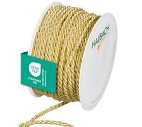 Halbach Seidenbänder Cordoncino bicolore di alta qualità, larghezza 4 mm, lunghezza 25 m, prodotto in Germania e certificato Öko-Tex, cordoncino in raso scintillante in acetato, colore: giallo