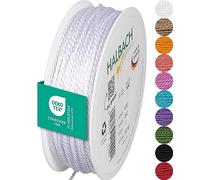 Halbach Seidenbänder Cordoncino di alta qualità (bianco), larghezza 2 mm, lunghezza 50 m, prodotto in Germania e certificato Öko-Tex, cordoncino in raso lucido in acetato