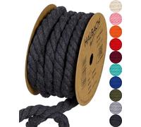 Halbach Seidenbänder Cordoncino di cotone riciclato, larghezza 10 mm/lunghezza 4 m, filato di cotone sostenibile per macramè, corda naturale per fai da te, colore: grigio scuro