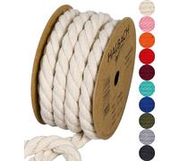 Halbach Seidenbänder Cordoncino di cotone riciclato, larghezza 10 mm/lunghezza 4 m, filato di cotone sostenibile per macramè, corda naturale per fai da te, colore: bianco naturale