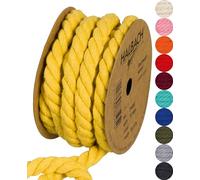 Halbach Seidenbänder Cordoncino di cotone riciclato, larghezza 10 mm/lunghezza 4 metri, filato di cotone sostenibile per macramè, corda naturale per fai da te, colore: giallo miele