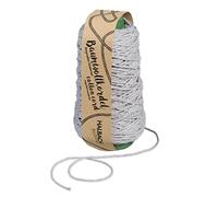 Halbach Seidenbänder Cordoncino di cotone riciclato, larghezza 2 mm, lunghezza 150 metri, filato di cotone sostenibile per macramè o fai da te, colore: grigio