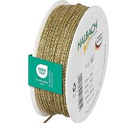 Halbach Seidenbänder Cordoncino oro di alta qualità, larghezza: 2 mm, lunghezza: 50 m, cordoncino per decorazioni, filo d'oro per fai da te e confezioni regalo, colore: oro