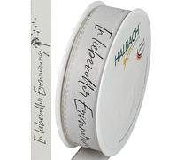 Halbach Seidenbänder Lutto a pelo | 25 mm x 18 m | Elegante nastro per lutto per eventi commemorativi e per confezionare regali di lutto, colore: grigio chiaro/nero