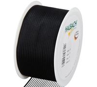 Halbach Seidenbänder Lutto a pelo | 50 mm x 25 m | Elegante nastro per lutto per eventi commemorativi e per confezionare regali di lutto, colore: nero