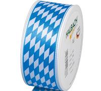 Halbach Seidenbänder Nastro decorativo per Oktoberfest | Larghezza: 40 cm Lunghezza: 25 m Colore: blu/bianco | Nastro regalo bavarese | per decorazione da tavolo o regali bavaresi