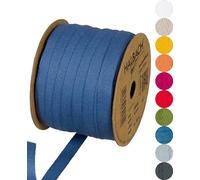 Halbach Seidenbänder Nastro di cotone, 10 mm x 30 m, 100% cotone, per fai da te, al metro, per decorazioni, fai da te, per lavori di cucito, colore: blu jeans