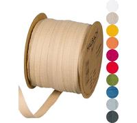 Halbach Seidenbänder Nastro di cotone, 10 mm x 30 m, 100% cotone, per fai da te, al metro, per decorazioni, fai da te, per lavori di cucito, colore: sabbia