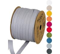 Halbach Seidenbänder Nastro di cotone, 10 mm x 30 m, 100% cotone, per fai da te, al metro, per decorazioni, fai da te, per lavori di cucito, colore: grigio