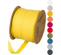 Halbach Seidenbänder Nastro di cotone, 10 mm x 30 m, 100% cotone, per fai da te, al metro, per decorazioni, fai da te, per lavori di cucito, colore: giallo