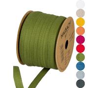 Halbach Seidenbänder Nastro di cotone 10 mm x 30 m, nastri per fai da te, nastro in tessuto per decorazioni, nastro in 100% cotone, fai da te, per lavori di cucito, colore: verde, 24500