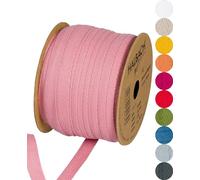 Halbach Seidenbänder Nastro di cotone 10 mm x 30 m, nastri per fai da te, nastro in tessuto per decorazioni, nastro in 100% cotone, fai da te, per lavori di cucito, colore: rosa, 24500
