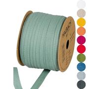 Halbach Seidenbänder Nastro di cotone 10 mm x 30 m, nastri per fai da te, nastro in tessuto per decorazioni, nastro in 100% cotone, fai da te, per lavori di cucito, colore: verde sage green, 24500