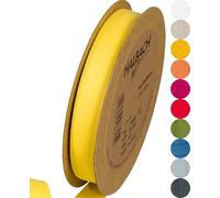 Halbach Seidenbänder Nastro di cotone, 20 mm x 20 m, 100% cotone, per fai da te, al metro, per decorazioni, fai da te, per lavori di cucito, colore: giallo