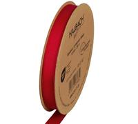 Halbach Seidenbänder Nastro in grosgrain di alta qualità, larghezza: 13 mm, lunghezza: 25 m, nastro regalo sostenibile in poliestere riciclato, ideale come nastro, colore: rosso