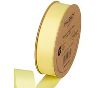 Halbach Seidenbänder Nastro in grosgrain di alta qualità, larghezza: 25 mm, lunghezza: 25 m, nastro regalo sostenibile in poliestere riciclato, ideale come nastro, colore: giallo chiaro