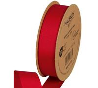 Halbach Seidenbänder Nastro in grosgrain di alta qualità, larghezza: 25 mm, lunghezza: 25 m, nastro regalo sostenibile in poliestere riciclato, ideale come nastro, colore: rosso