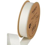 Halbach Seidenbänder Nastro in grosgrain di alta qualità, larghezza: 25 mm, lunghezza: 25 m, nastro regalo sostenibile in poliestere riciclato, ideale come nastro, colore: crema