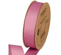 Halbach Seidenbänder Nastro in grosgrain di alta qualità, larghezza: 25 mm, lunghezza: 25 m, nastro regalo sostenibile in poliestere riciclato, ideale come nastro, colore: rosa scuro