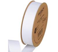 Halbach Seidenbänder Nastro in grosgrain di alta qualità, larghezza: 25 mm, lunghezza: 25 m, nastro regalo sostenibile in poliestere riciclato, ideale come nastro, colore: bianco