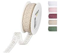 Halbach Seidenbänder Nastro in pizzo larghezza: 15 mm. Lunghezza: 18 m, merletto in rotolo, nastro per matrimoni, cucito o decorazione da tavolo, tessuto in pizzo per fai da te, colore: madreperla