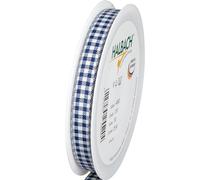 Halbach Seidenbänder Nastro in poliestere blu scuro a quadri, larghezza 10 mm x lunghezza 25 m