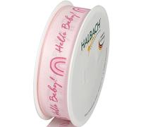 Halbach Seidenbänder Nastro per neonati, 25 mm x 16 m, come decorazione per baby shower e per confezionare regali per baby shower, colore: rosa/rosa