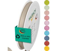 Halbach Seidenbänder Nastro per regali, larghezza 10 mm, lunghezza 25 m, prodotto in Germania, nastri regalo in diversi colori e larghezze, perfetti per confezionare e decorare, colore: lino