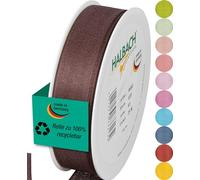 Halbach Seidenbänder Nastro per regali, larghezza 25 mm, lunghezza 25 m, prodotto in Germania, nastri regalo in diversi colori e larghezze, perfetto per confezionare e decorare, colore: marrone scuro