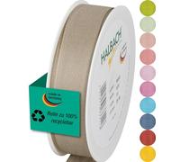 Halbach Seidenbänder Nastro per regali, larghezza 25 mm, lunghezza 25 m, prodotto in Germania, nastri regalo in diversi colori e larghezze, perfetti per confezionare e decorare, colore: lino