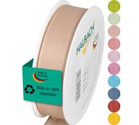 Halbach Seidenbänder Nastro per regali, larghezza 25 mm, lunghezza 25 m, prodotto in Germania, nastro regalo in diversi colori e larghezze, perfetto per confezionare e decorare, colore: naturale