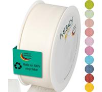 Halbach Seidenbänder Nastro per regali, larghezza 40 mm, lunghezza 25 m, prodotto in Germania, nastri regalo in diversi colori e larghezze, perfetti per confezionare e decorare, colore: crema