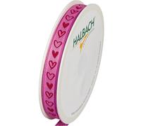 Halbach Seidenbänder Nastro regalo "cuori", larghezza 10 mm, lunghezza 20 m, nastro stampato con motivo a cuore, nastro perfetto per matrimonio o San Valentino, colore: rosa rosa/rosso
